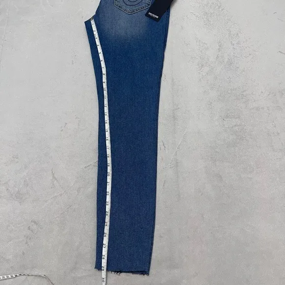 True Religion Women's Jeans Jennie Curvy Mid Rise Super Skinny Size 26 Raw Hem