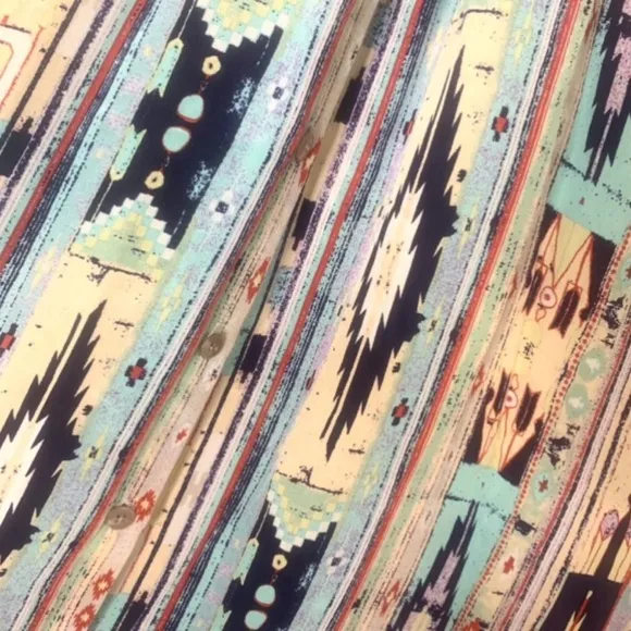 Tucker NYC S/P 100% Silk Colorful Aztec Western Boho Festival Printed Dress