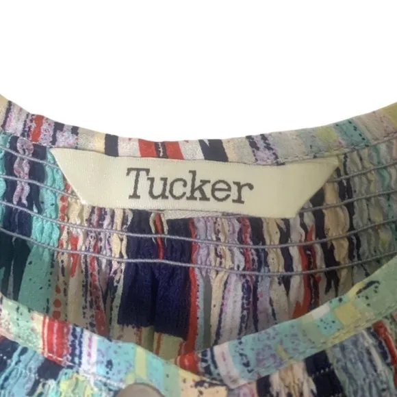 Tucker NYC S/P 100% Silk Colorful Aztec Western Boho Festival Printed Dress