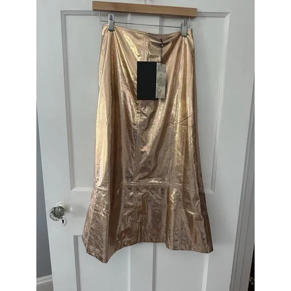 TUCKERNUCK London Gold Metallic Skirt India Hicks Collection  $198 NWT Size 4