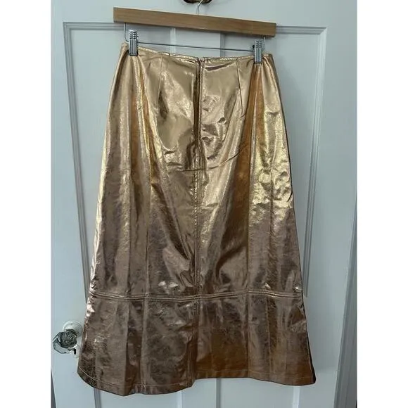 TUCKERNUCK London Gold Metallic Skirt India Hicks Collection  $198 NWT Size 4