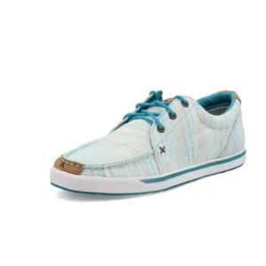 Twisted X Womens Shoes 8 Teal Hooey Loper Striped Beachy Casual Lace-Up Moccasin
