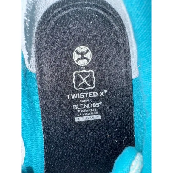 Twisted X Womens Shoes 8 Teal Hooey Loper Striped Beachy Casual Lace-Up Moccasin