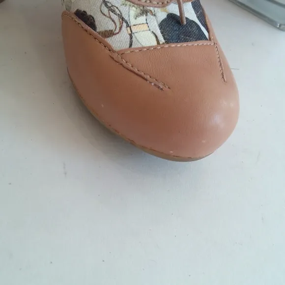 TWS Camper pink leather and canvas retro style heels with laces