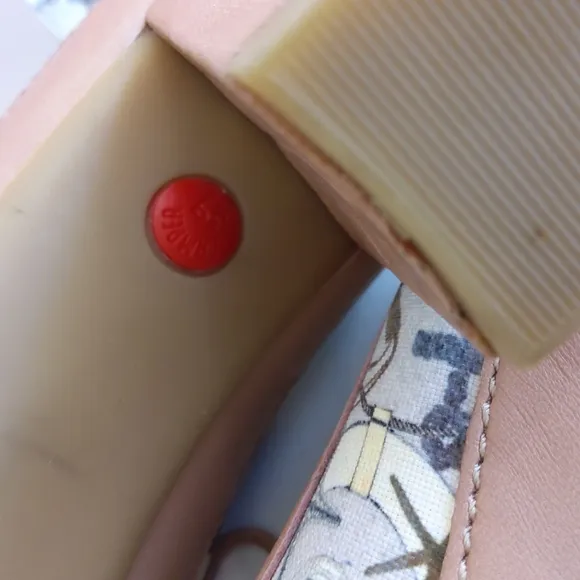 TWS Camper pink leather and canvas retro style heels with laces