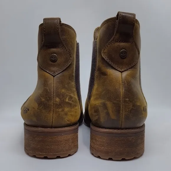 UGG Bonham Boots Women's 12 Brown Leather Distressed Boho Retro 90s Y2K