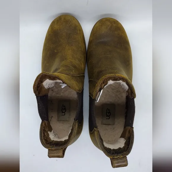 UGG Bonham Boots Women's 12 Brown Leather Distressed Boho Retro 90s Y2K