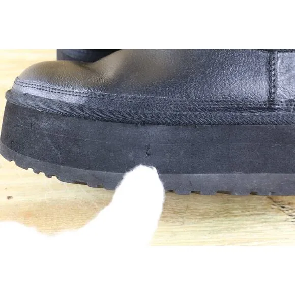 Ugg Boots Womens 7 Black Leather Neumel Platform Boot Chelsea Chunky Shoes