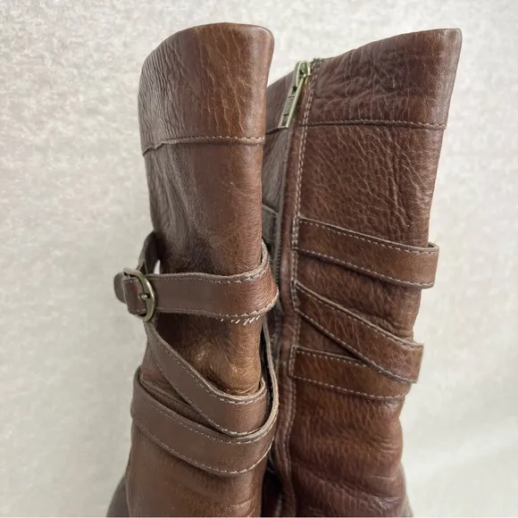 UGG Caroline Heeled Mid-Calf Boots-Brown Leather-Women’s 8-Classic-Y2K-Evening