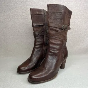 UGG Caroline Heeled Mid-Calf Boots-Brown Leather-Women’s 8-Classic-Y2K-Evening