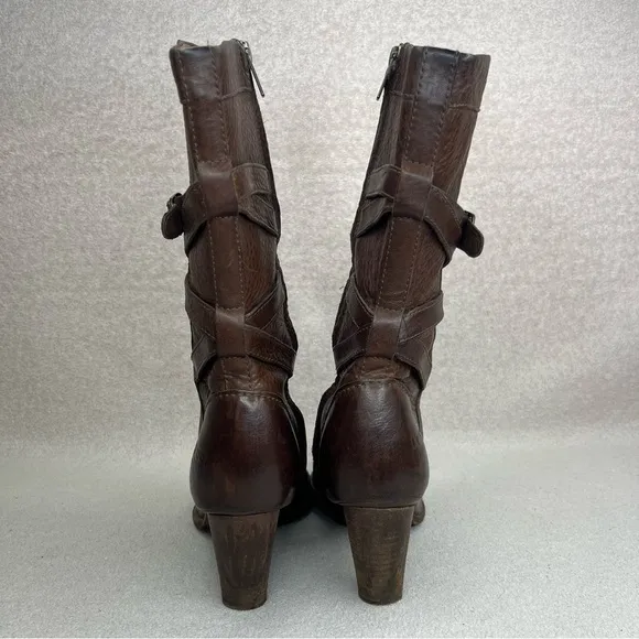UGG Caroline Heeled Mid-Calf Boots-Brown Leather-Women’s 8-Classic-Y2K-Evening