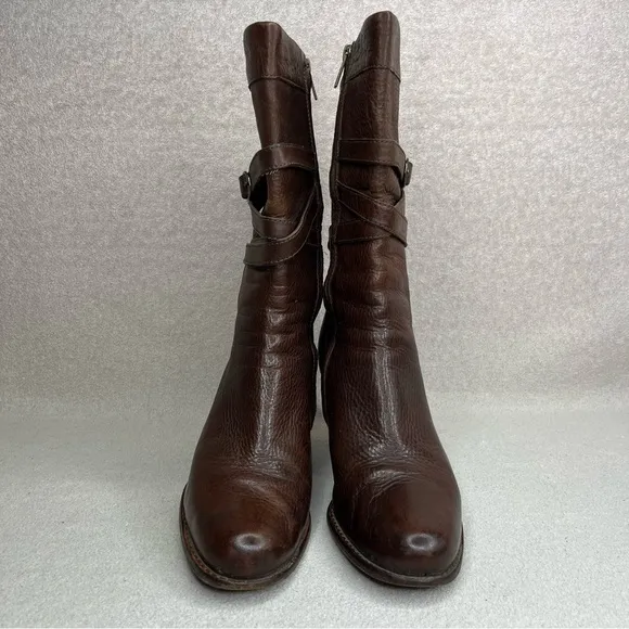 UGG Caroline Heeled Mid-Calf Boots-Brown Leather-Women’s 8-Classic-Y2K-Evening
