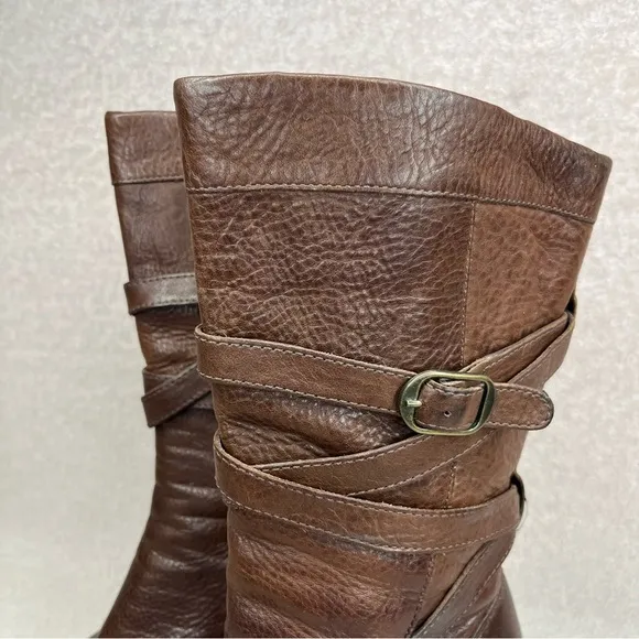 UGG Caroline Heeled Mid-Calf Boots-Brown Leather-Women’s 8-Classic-Y2K-Evening