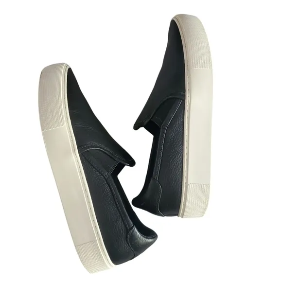 UGG Jass Black | White Leather Slip-On Comfort Shoes / Sneakers Women's Size 8