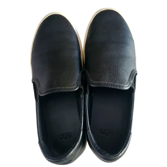 UGG Jass Black | White Leather Slip-On Comfort Shoes / Sneakers Women's Size 8
