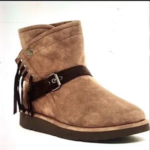 UGG Karisa Booties Ankle Boots with Buckle and Fringe Size 7
