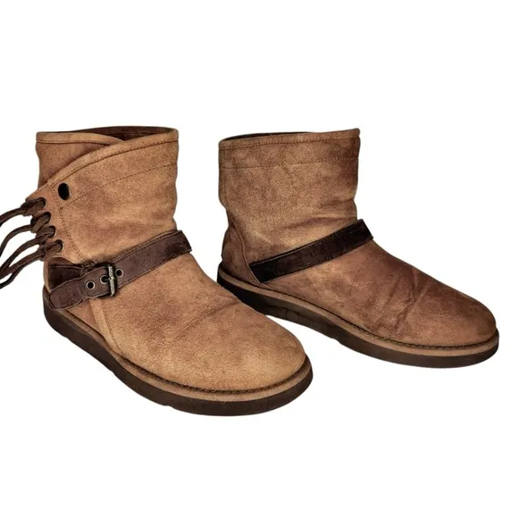 UGG Karisa Booties Ankle Boots with Buckle and Fringe Size 7