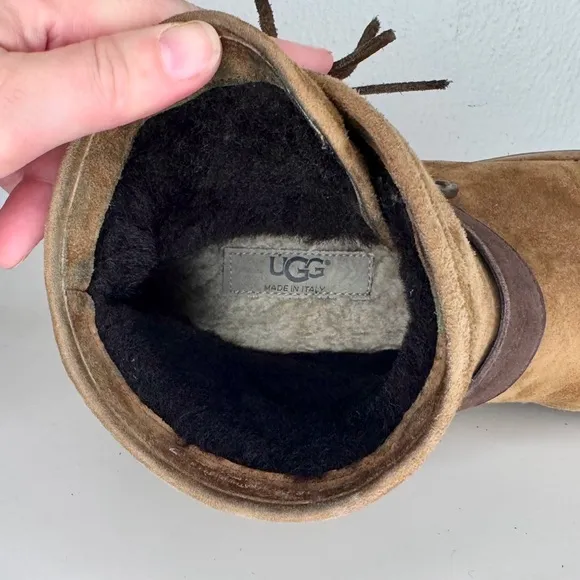 UGG Karisa Booties Ankle Boots with Buckle and Fringe Size 7