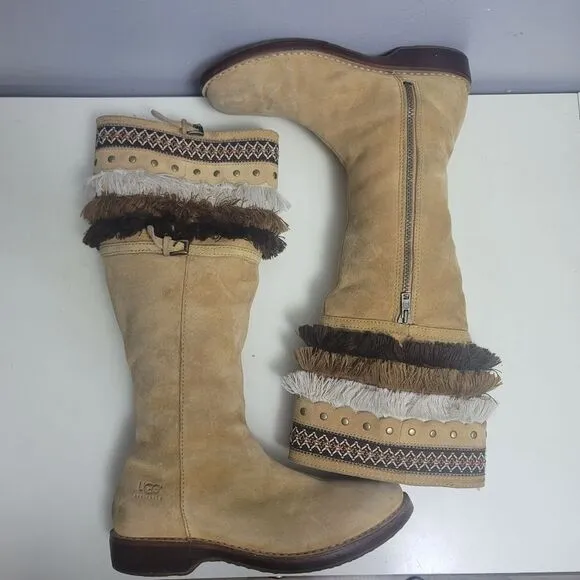 UGG 'Kiera' knee-high boots in tan suede size 8.5