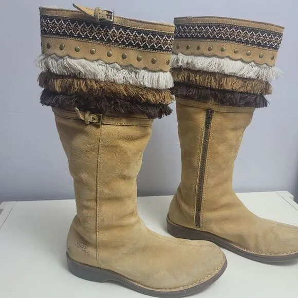 UGG 'Kiera' knee-high boots in tan suede size 8.5
