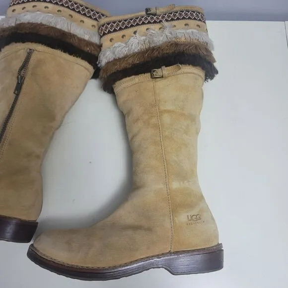 UGG 'Kiera' knee-high boots in tan suede size 8.5