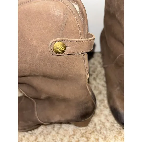Ugg Lynnea Clog Ankle Boots sz 5 Shearling‎ Studded Wood Heel Two Tone Boho Gorp