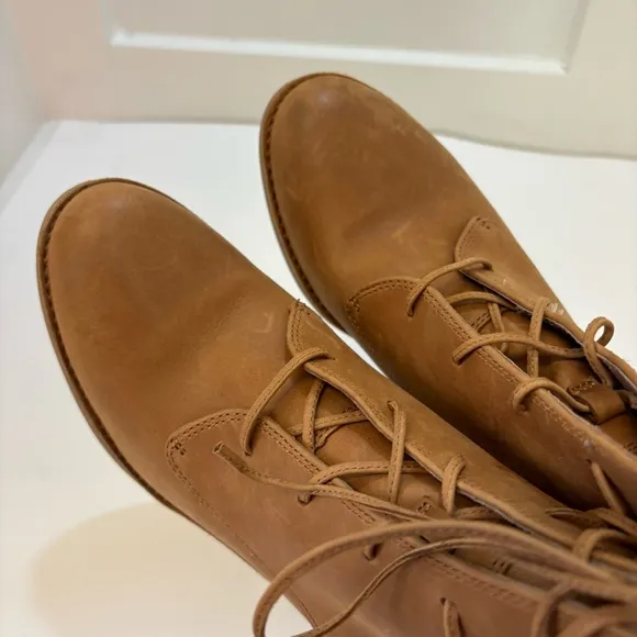 UGG Oriana Boots Brown Tan Nubuck Lace Up Zip Boho Block Heel Bootie Sz 8