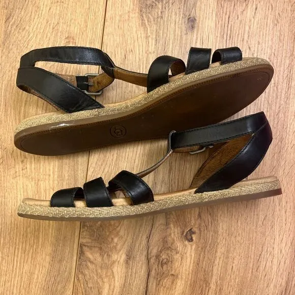 UGG Womens Lanette Sandals Size 8 Black Leather Summer Spring Break‎ Vacation