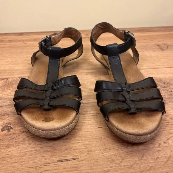 UGG Womens Lanette Sandals Size 8 Black Leather Summer Spring Break‎ Vacation