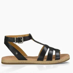 UGG Womens Lanette Sandals Size 8 Black Leather Summer Spring Break‎ Vacation