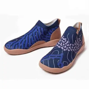 UIN Men's Walking Travel Shoes Slip On Knitted Sneakers(FLOWING DEEP BLUE)No Box