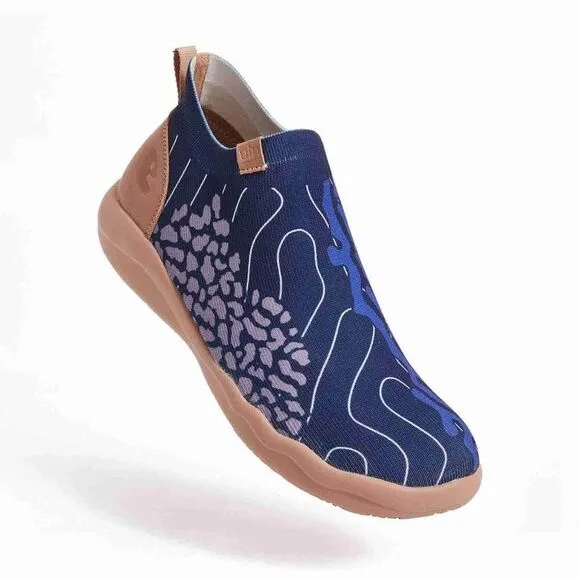 UIN Men's Walking Travel Shoes Slip On Knitted Sneakers(FLOWING DEEP BLUE)No Box