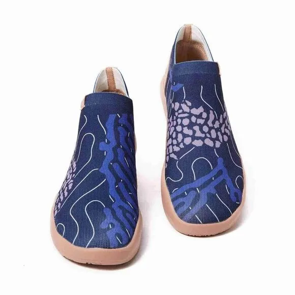 UIN Men's Walking Travel Shoes Slip On Knitted Sneakers(FLOWING DEEP BLUE)No Box