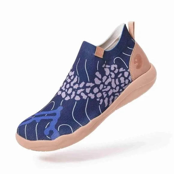 UIN Men's Walking Travel Shoes Slip On Knitted Sneakers(FLOWING DEEP BLUE)No Box