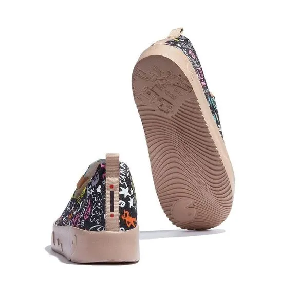 UIN Women's Shoes Slip On Knit Casual Loafers Fuerteventura I- Music Inspiration