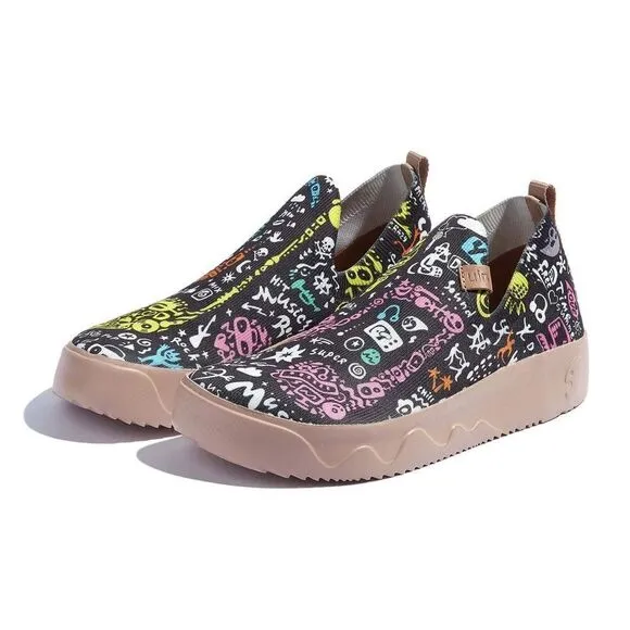 UIN Women's Shoes Slip On Knit Casual Loafers Fuerteventura I- Music Inspiration