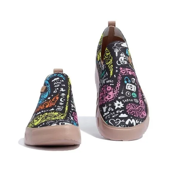 UIN Women's Shoes Slip On Knit Casual Loafers Fuerteventura I- Music Inspiration