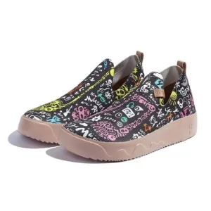 UIN Women's Shoes Slip On Knit Casual Loafers Fuerteventura I- Music Inspiration