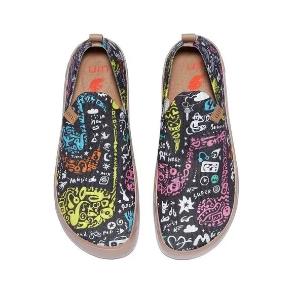 UIN Women's Shoes Slip On Knit Casual Loafers Fuerteventura I- Music Inspiration