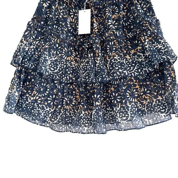 Ulla Johnson ‘Asha” Tiered Mini Skirt in Azul
