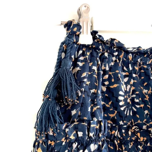 Ulla Johnson ‘Asha” Tiered Mini Skirt in Azul