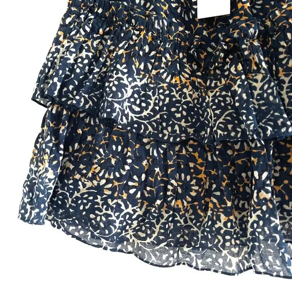 Ulla Johnson ‘Asha” Tiered Mini Skirt in Azul