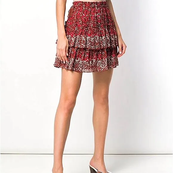 Ulla Johnson ‘Asha” Tiered Mini Skirt in Azul