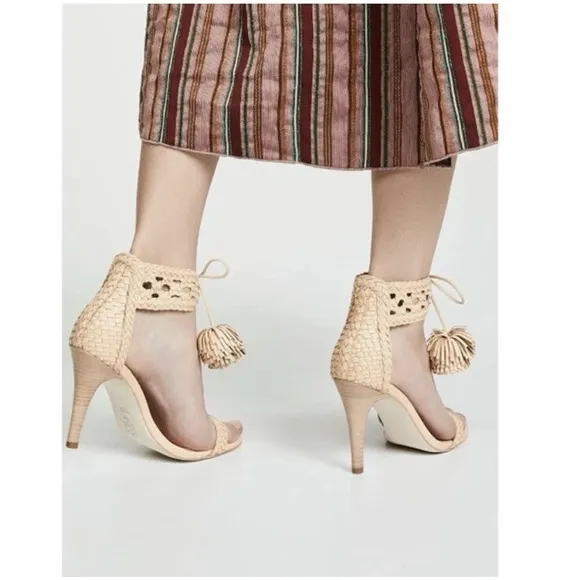Ulla Johnson- “Clara” Leather Braided Boho Chic Artisan Sandal in Natural sz 6.5
