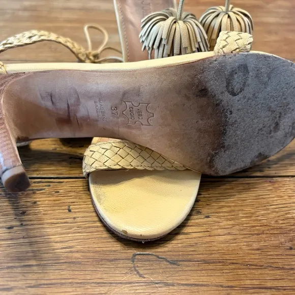Ulla Johnson- “Clara” Leather Braided Boho Chic Artisan Sandal in Natural sz 6.5