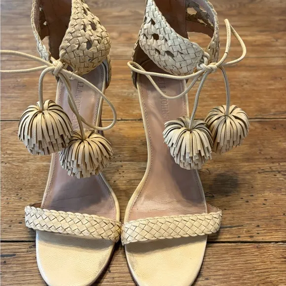 Ulla Johnson- “Clara” Leather Braided Boho Chic Artisan Sandal in Natural sz 6.5