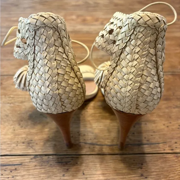 Ulla Johnson- “Clara” Leather Braided Boho Chic Artisan Sandal in Natural sz 6.5