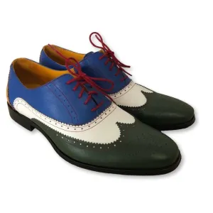 Undandy Men's Blue Green Wingtip Lace-up Oxford Dress Sneaker Shoes Size 46