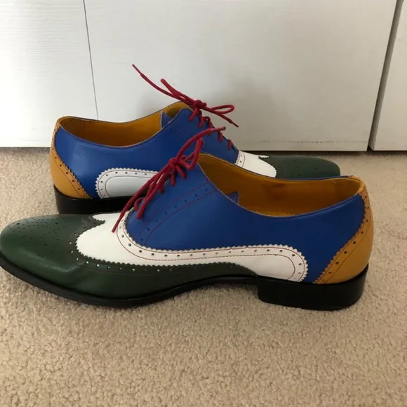 Undandy Men's Blue Green Wingtip Lace-up Oxford Dress Sneaker Shoes Size 46