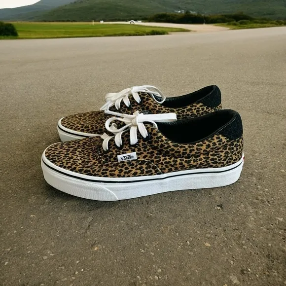 Unisex Shoes VANS Leopard Print Sneakers Lace Up Athletic Shoes Skateboard Shoes